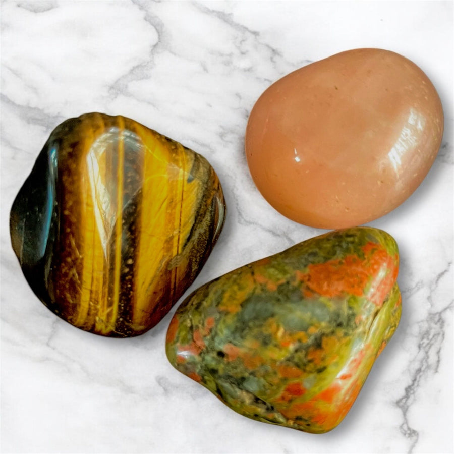 Rose, Unakite & Tigers eye (deep inner work) tumbled
