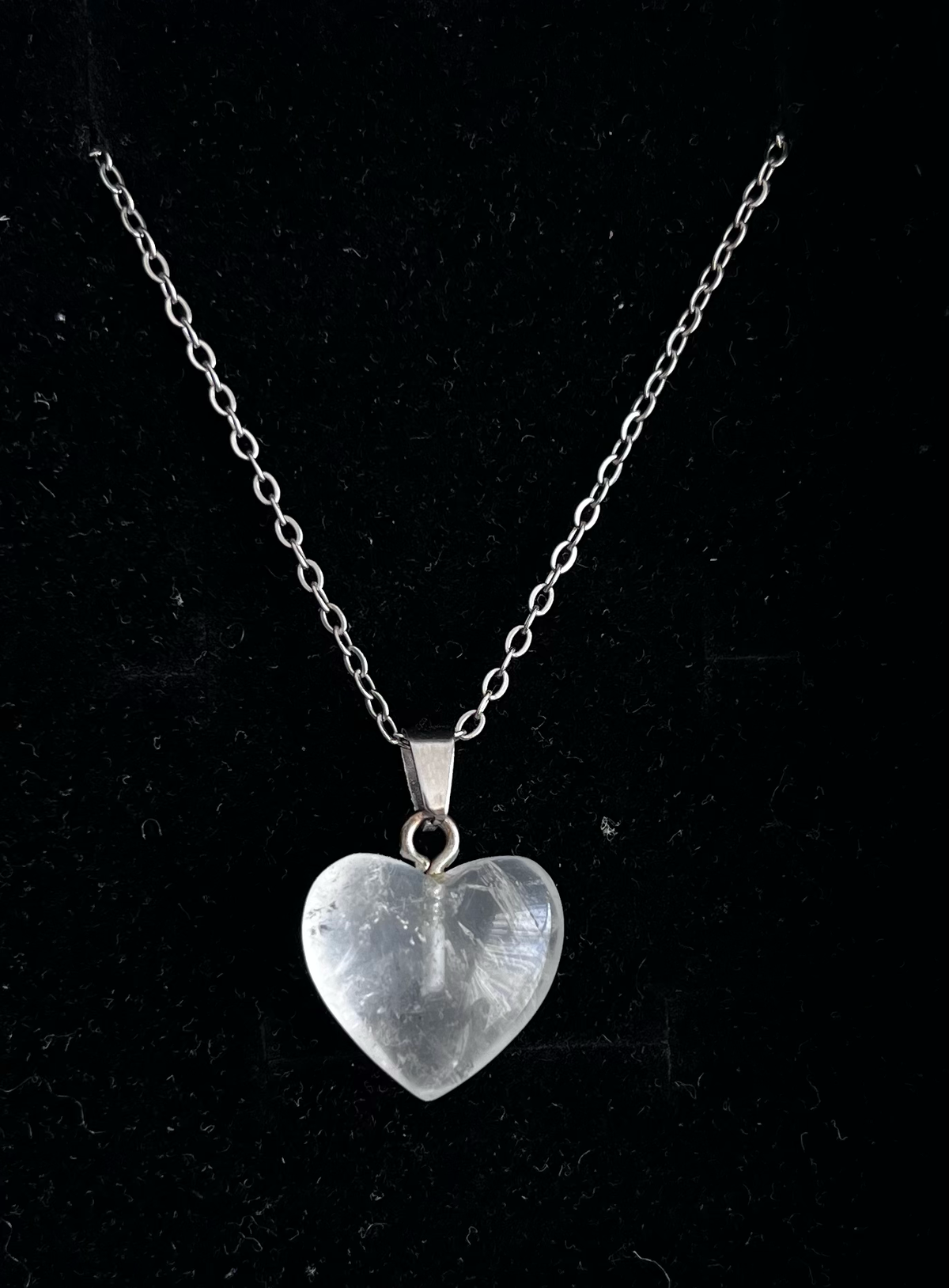 Clear Quartz heart [Stainless steel]