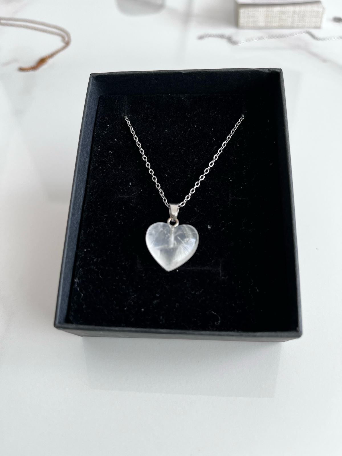 Clear Quartz heart [Stainless steel]