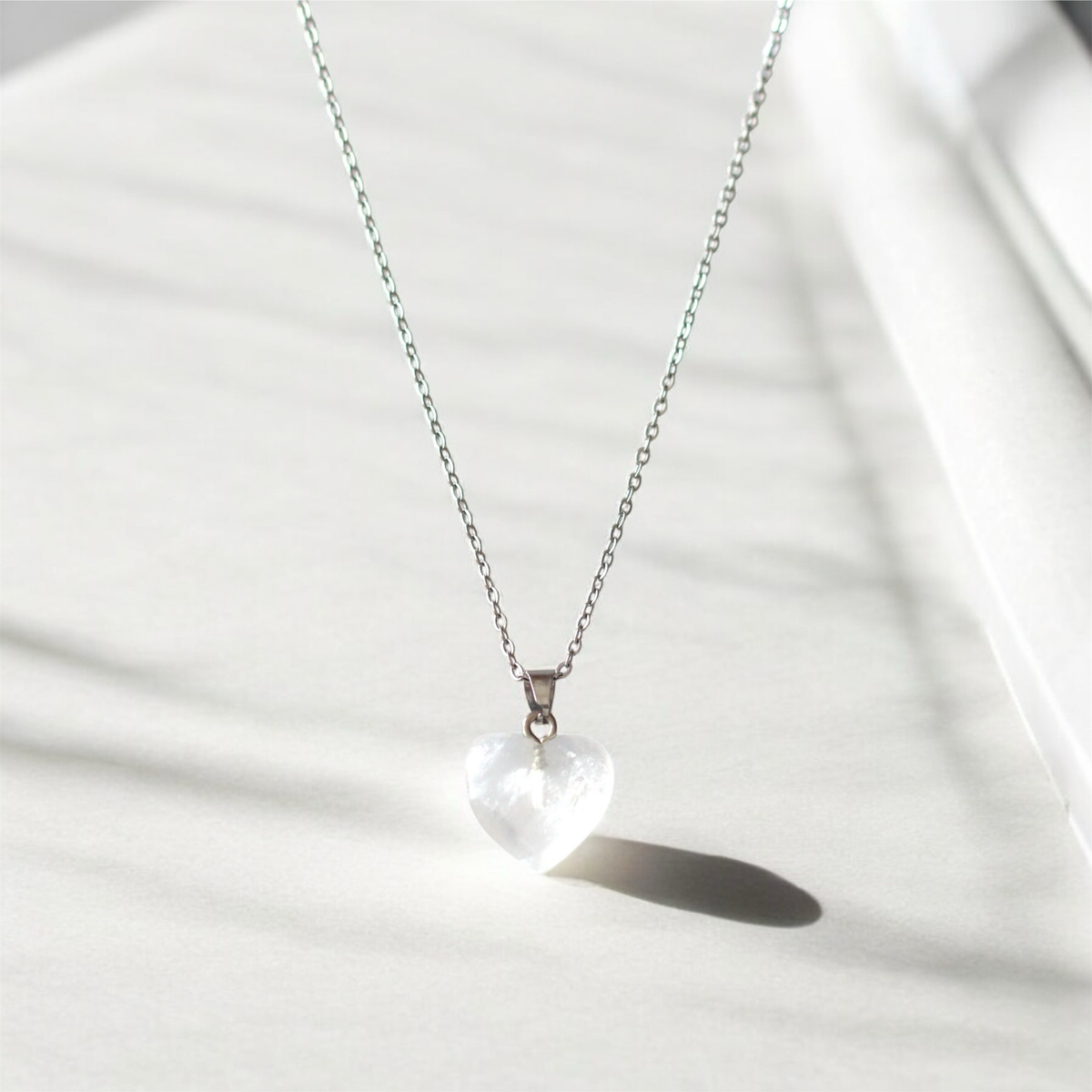 Clear Quartz heart [Stainless steel]