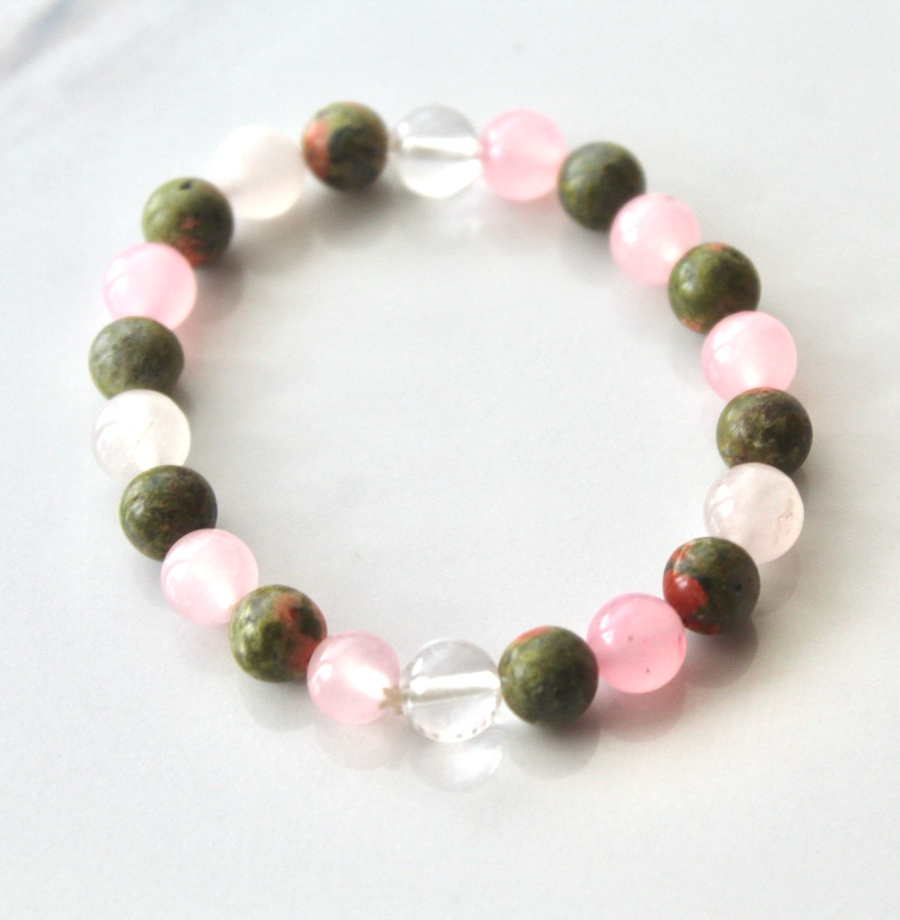 Divine Feminine Crystal Set – Unakite, Rose Quartz & Clear Quartz