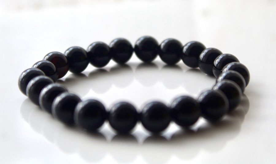 Black Obsidian Bracelet, Strength and Protection 8mm