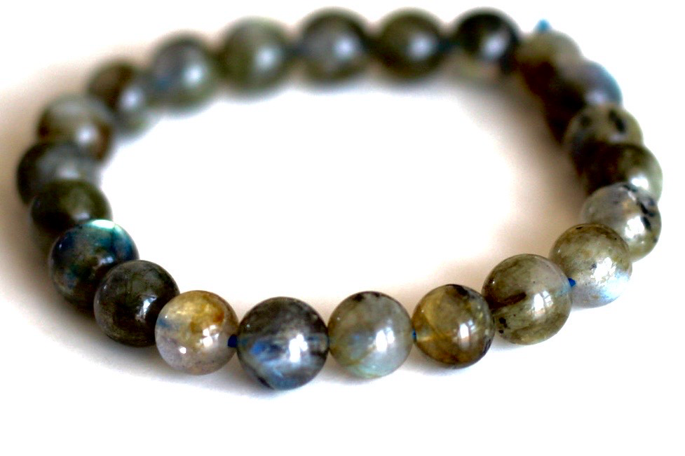 Labradorite bracelet with natural blue and green flash gemstone beads