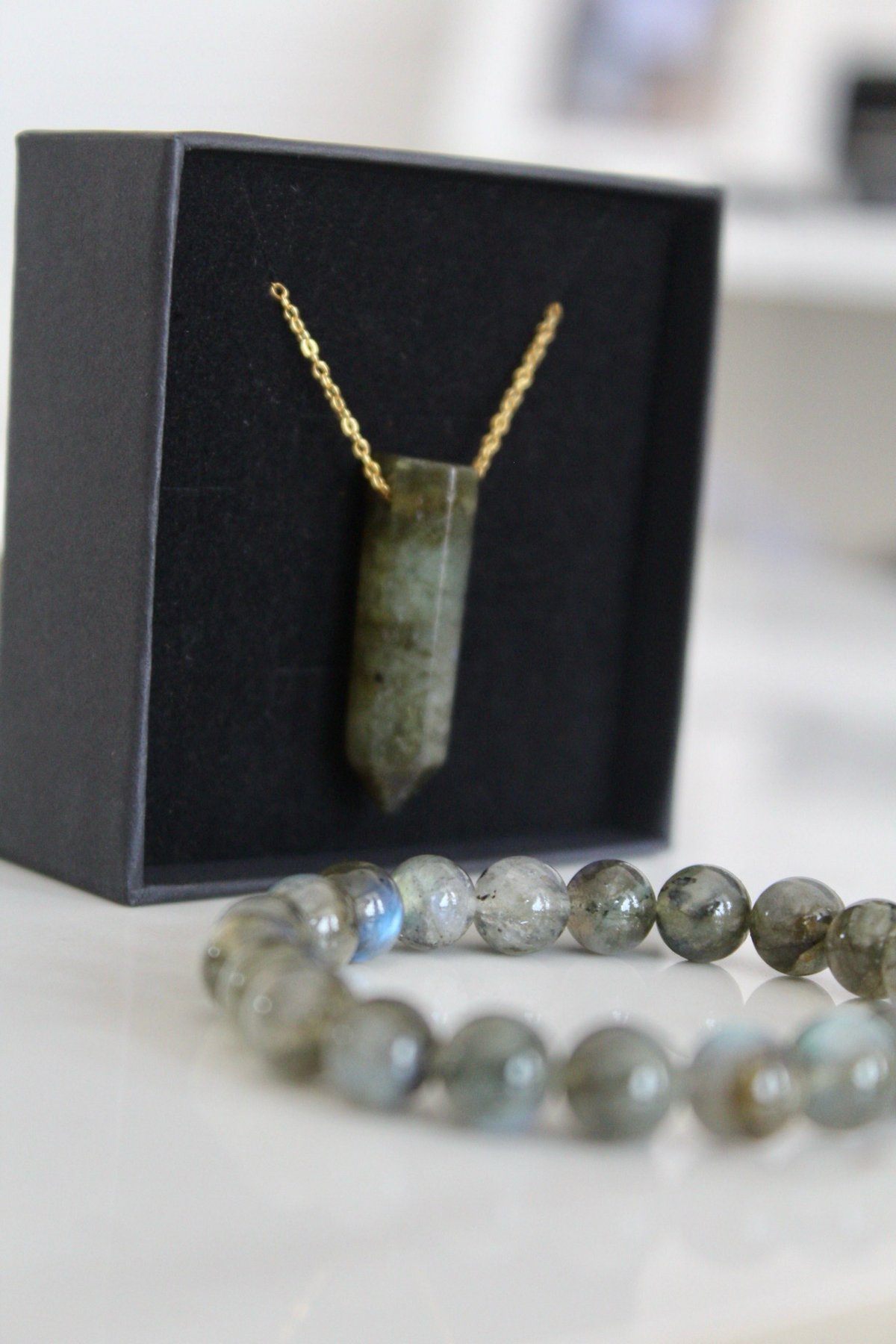 Labradorite Set [ Stainless Steel 9ct Gold plated ]