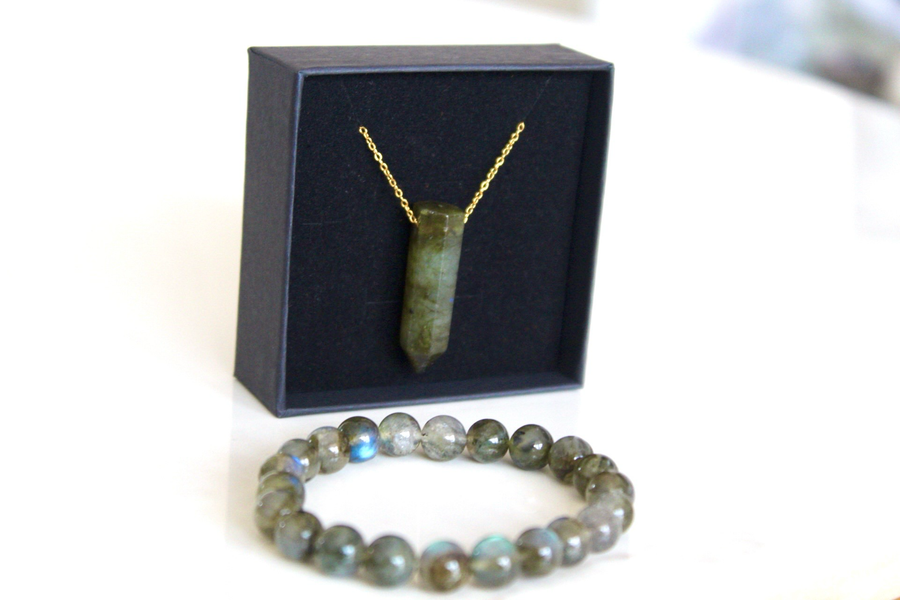 Labradorite Set [ Stainless Steel 9ct Gold plated ]