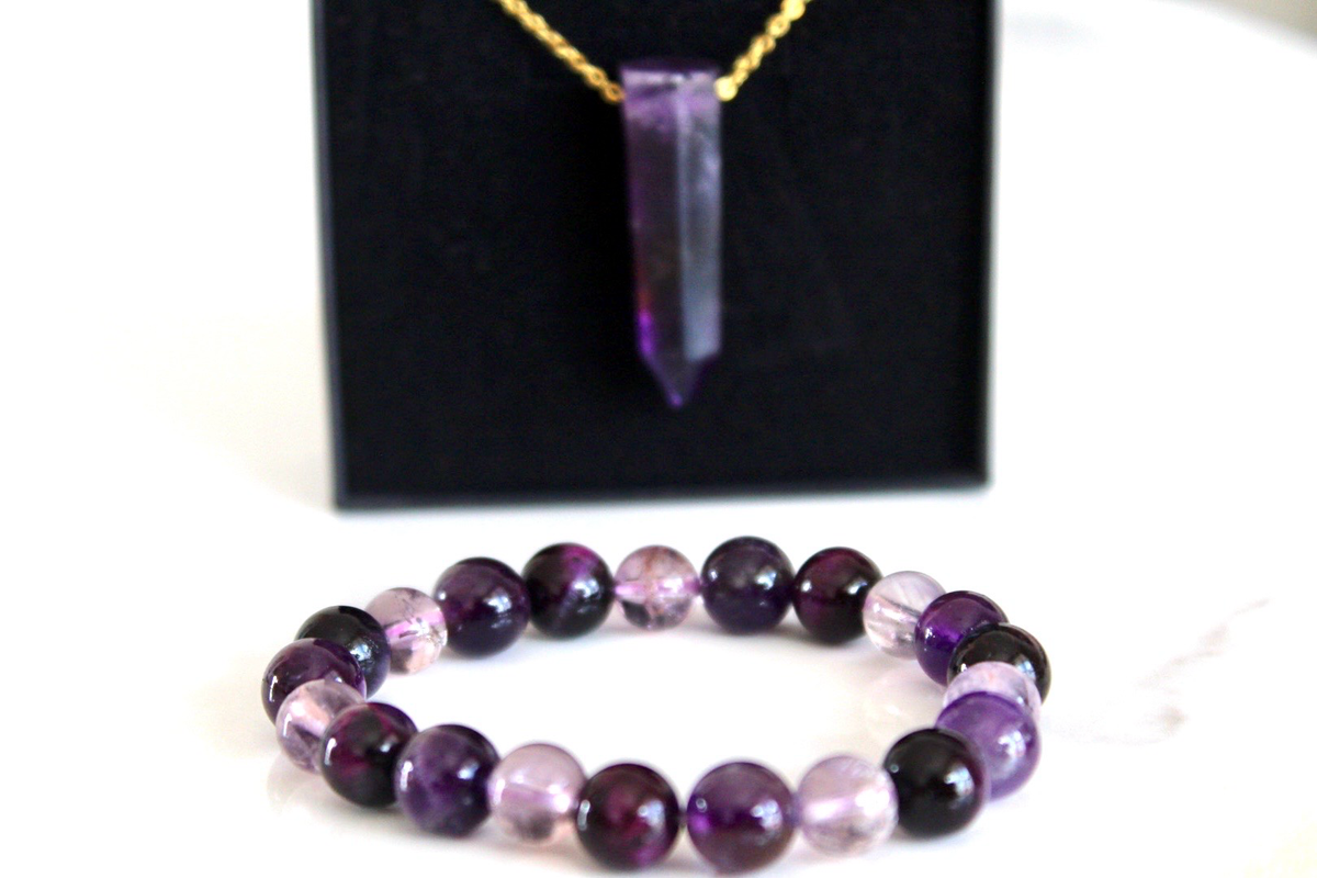 Amethyst bracelet and pendant set natural gemstone South Africa