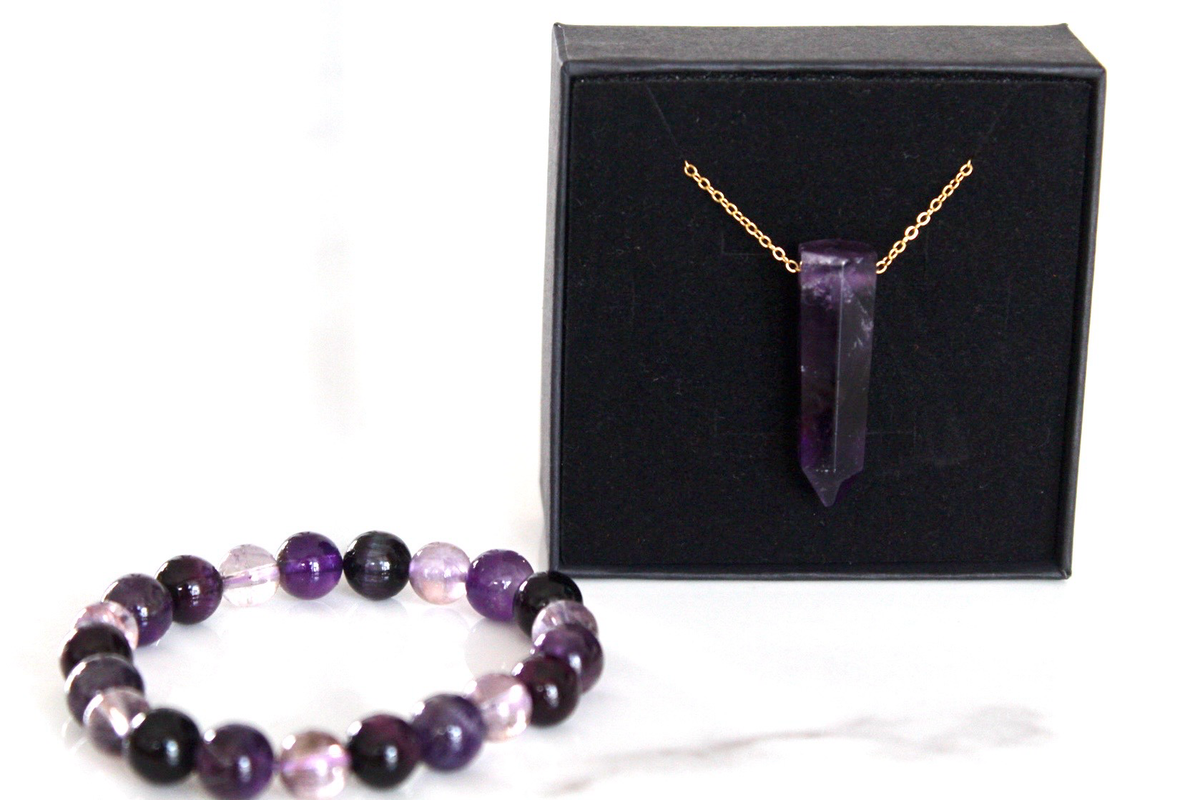 Amethyst bracelet and pendant set natural gemstone South Africa
