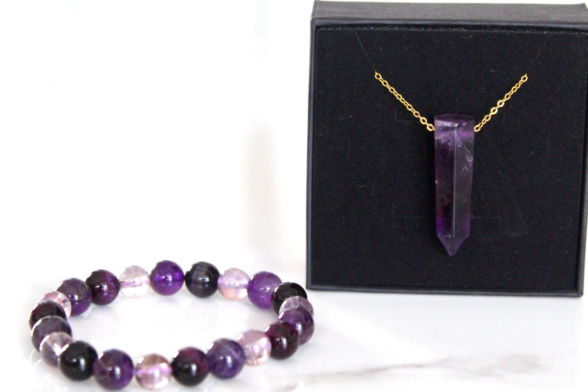 Amethyst bracelet and pendant set natural gemstone South Africa