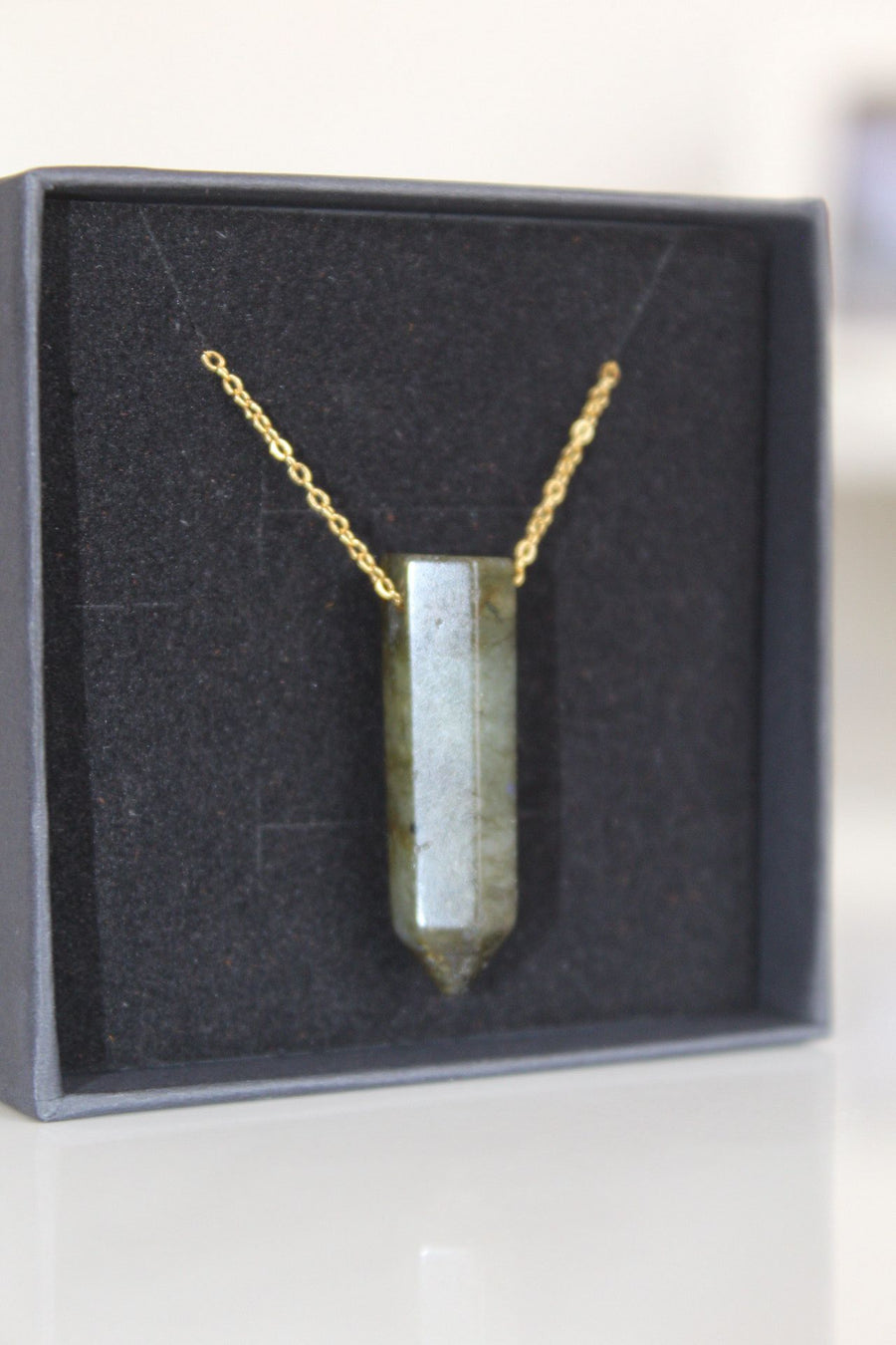 Labradorite Pendant Necklace [Stainless Steel Gold Plated]