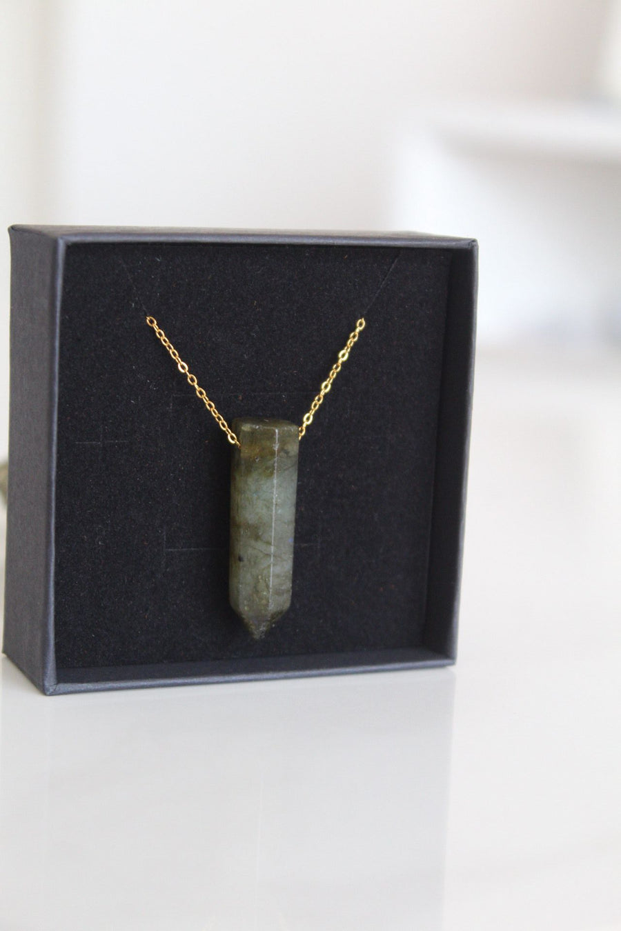 Labradorite Pendant Necklace [Stainless Steel Gold Plated]