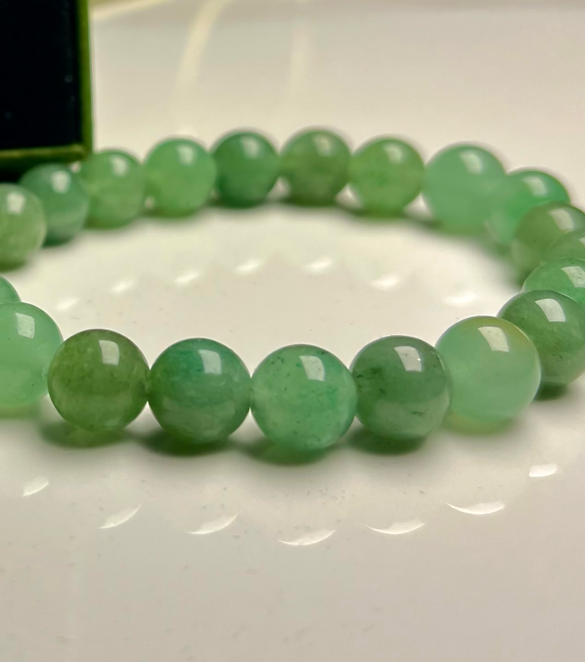 Green Aventurine Necklace & Bracelet Set [Stainless Steel 9ct Gold Plated]