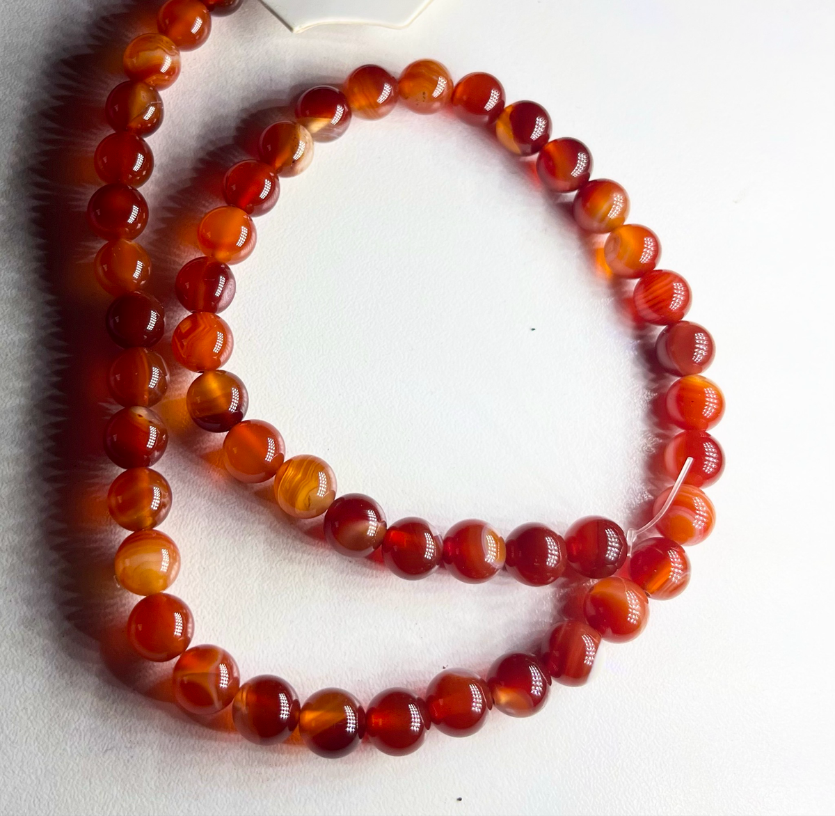 Carnelian Agate 8mm Beads Strand, +/- 48 Beads