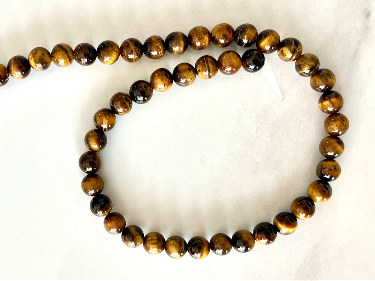 Tiger’s Eye 8mm Beads Strand, +/- 48 Beads