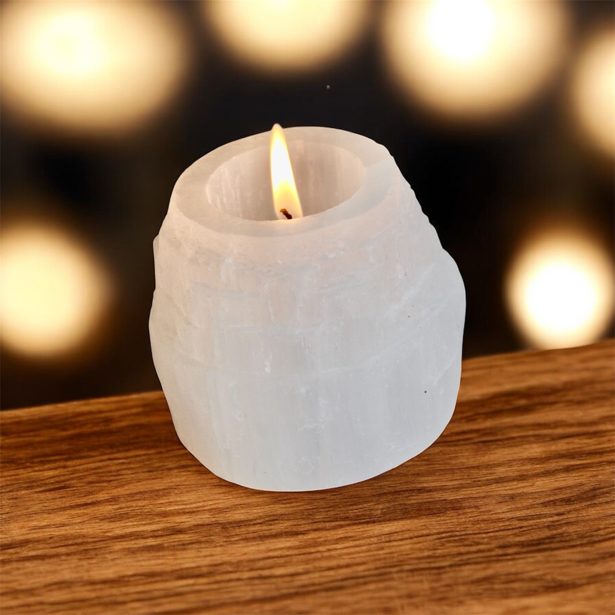 Selenite Candle Holder | Soft Light, Clarity & Calm