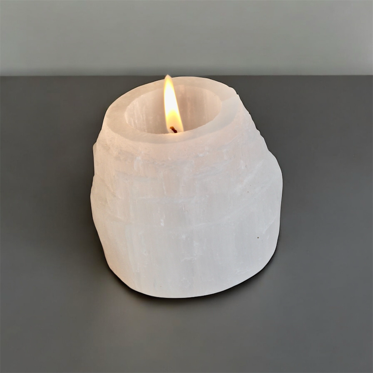 Selenite Candle Holder | Soft Light, Clarity & Calm