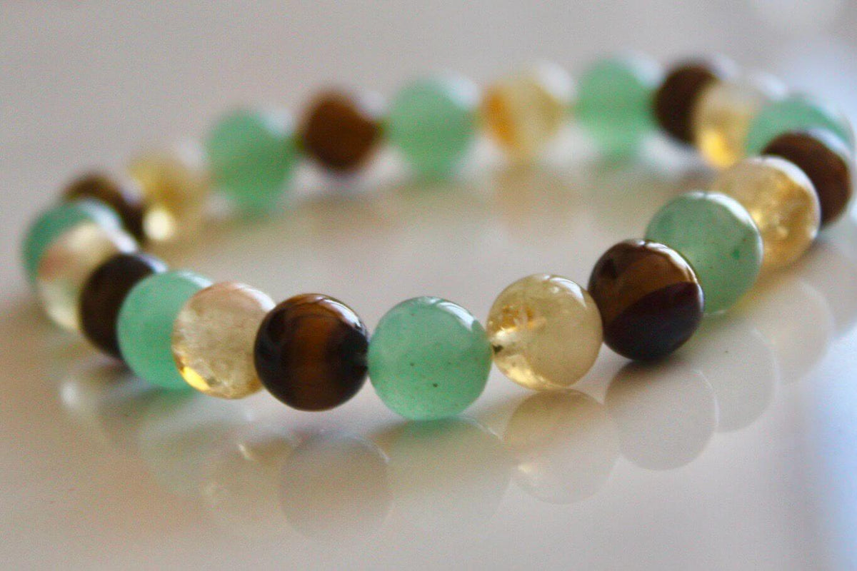 Makwande Bracelet – Abundance Flow Trio (Citrine, Tiger’s Eye & Green Aventurine)